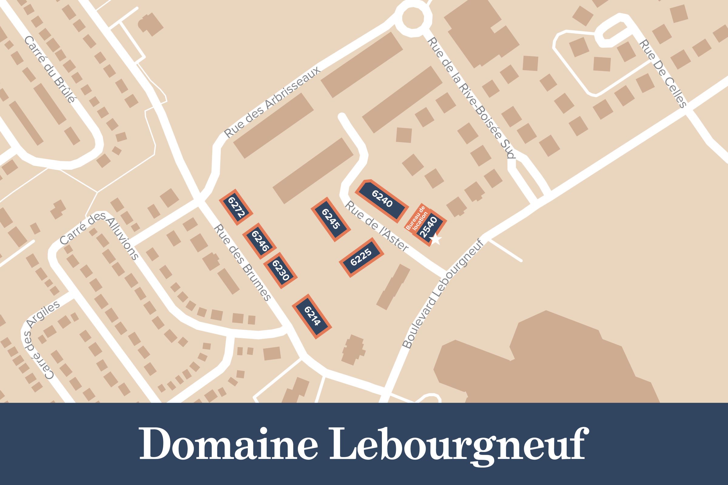 Map of CAPREIT rental properties in Domaine Lebourgneuf in Quebec City