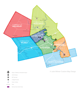 overview map of Waterloo Region cities and townships